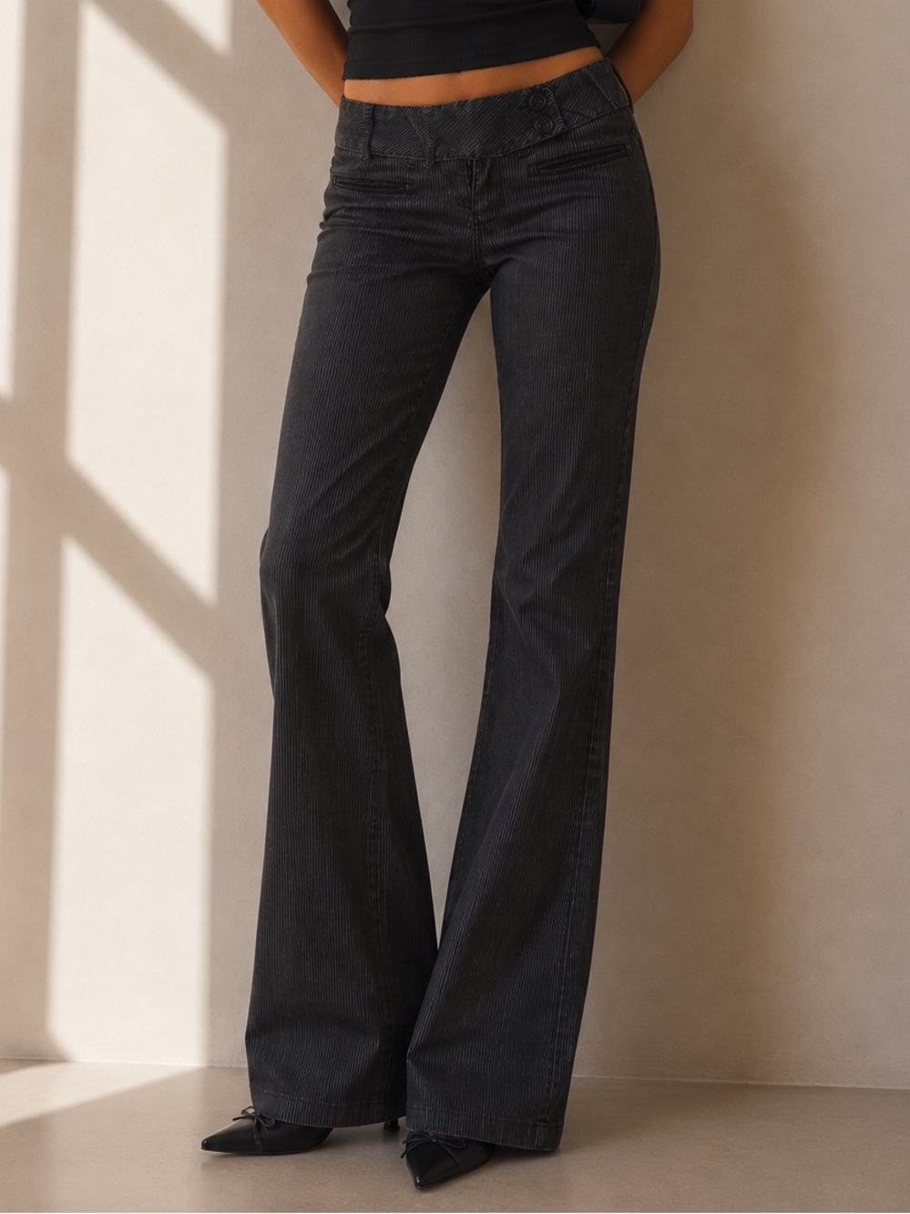 Y2K Dynamite Low Rise Pinstripe Trousers